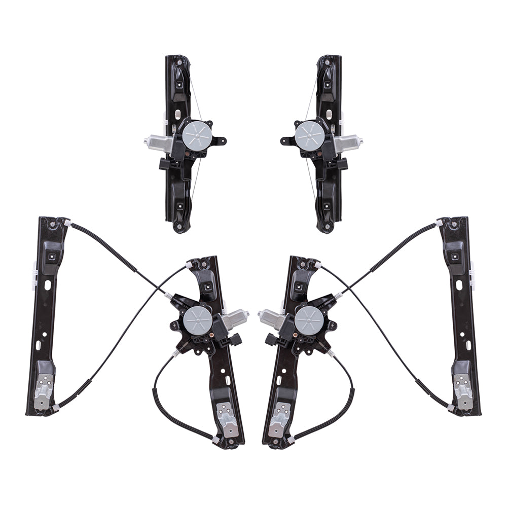 Brock Replacement Driver & Passenger Side Power Window Regulators W/Motor & 6 Pin Connector 4 Piece Set Compatible with 2012-2018 Focus & Focus Electric/ 2016-2018 Focus RS/ 2015-2018 Focus ST