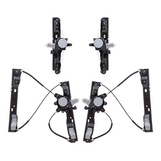 Brock Replacement Driver & Passenger Side Power Window Regulators W/Motor & 6 Pin Connector 4 Piece Set Compatible with 2012-2018 Focus & Focus Electric/ 2016-2018 Focus RS/ 2015-2018 Focus ST