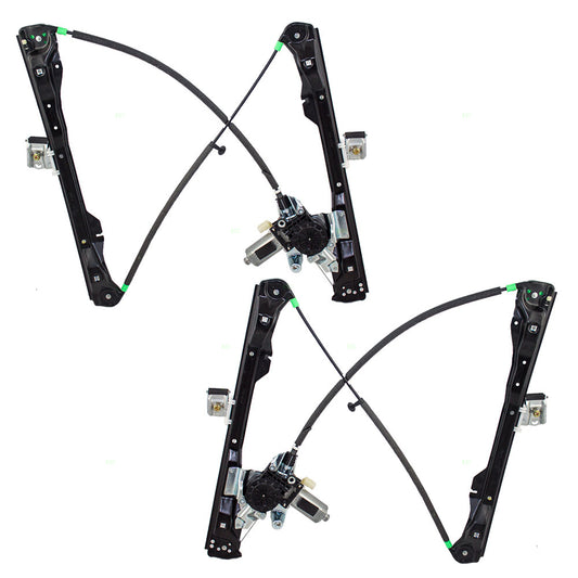 Brock Replacement Driver and Passenger Front Power Window Lift Regulators with Motors Compatible with 2000-2007 Focus 3 Door Hatchback 6S4Z6123201BB 6S4Z6123200BB