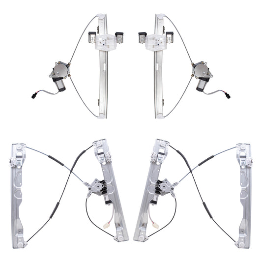 Brock Replacement Front and Rear Power Window Regulators with Motor 4 Piece Set Compatible with 2009-2010 F-150 & 2009-2010 Lobo