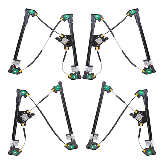 Brock Replacement Front and Rear Power Window Regulators without Motor 4 Piece Set Compatible with 2004-2008 F-150/Lobo & 2006-2008 Mark LT