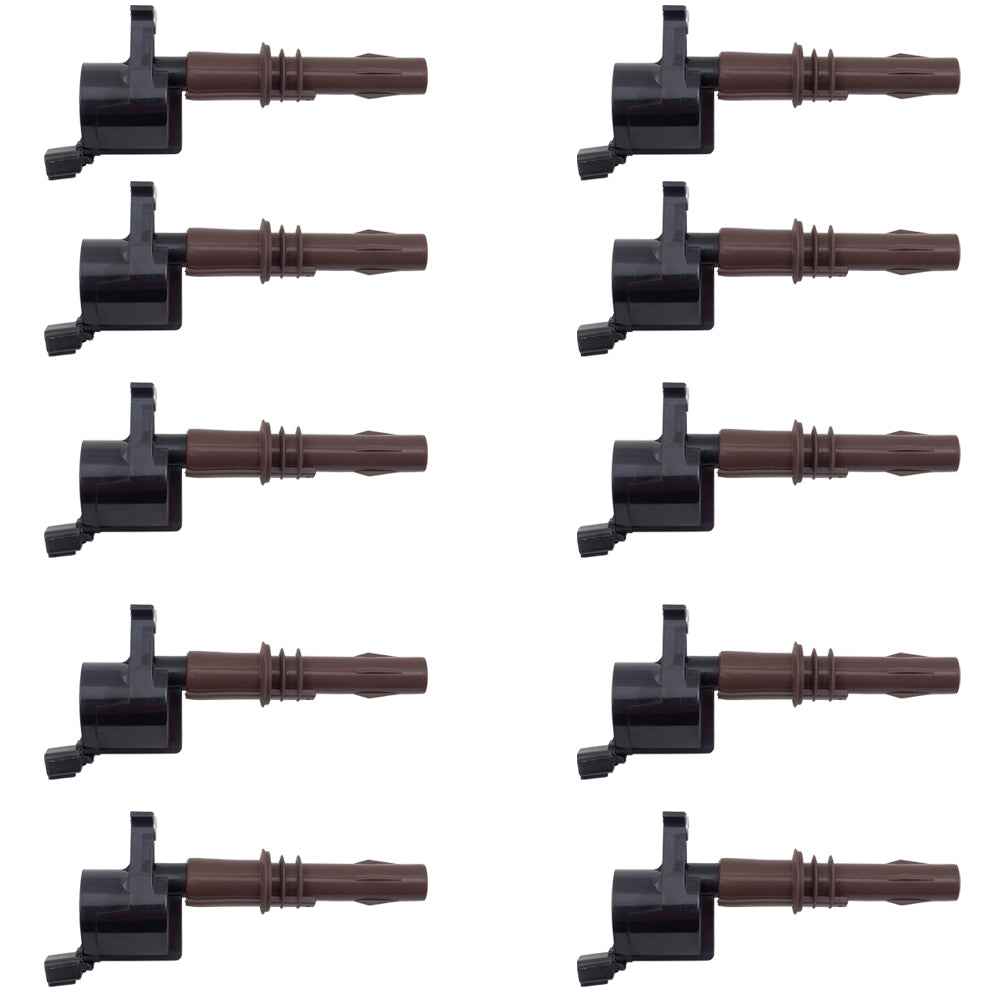 Brock Replacement Set of 10 Ignition Spark Plug Coil Compatible with 1999-2004 Ford Super Duty