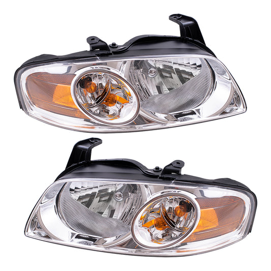 Headlight for 2004-2006 Sentra w/ Chrome Housing 260606Z525 Set
