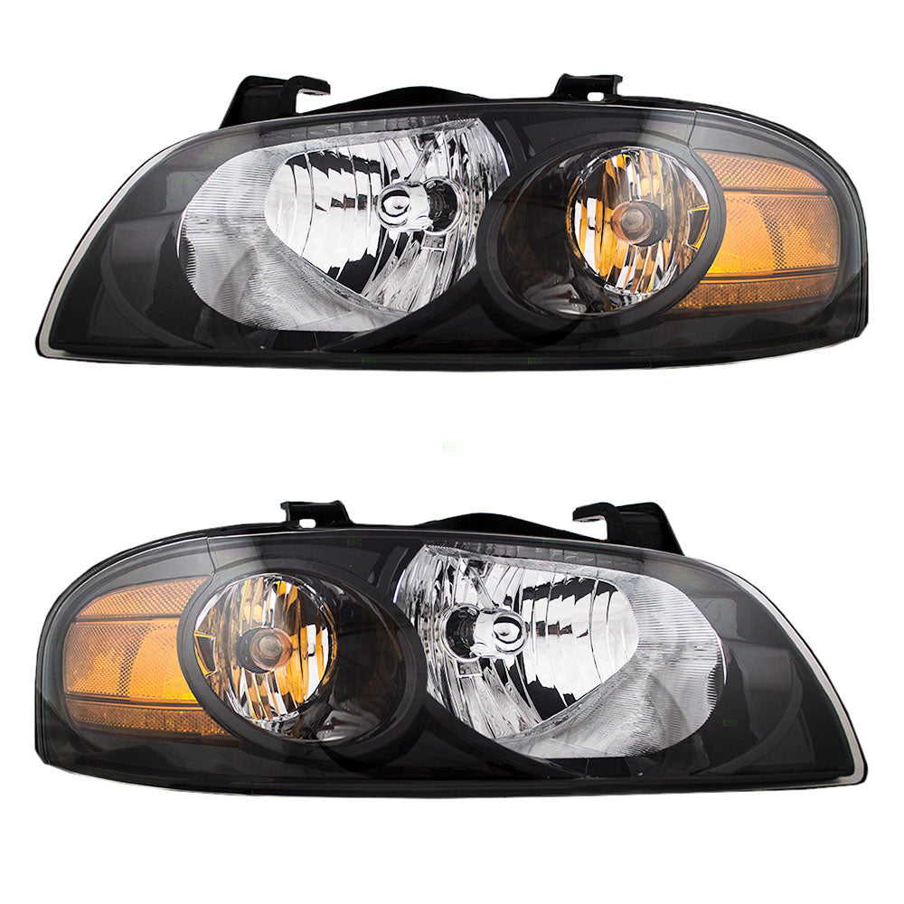 Headlight for 2004-2006 Sentra w/ Black Housing 260606Z825 Set