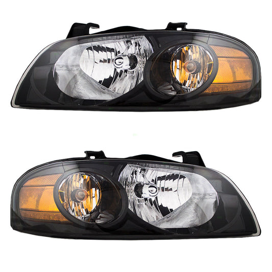 Headlight for 2004-2006 Sentra w/ Black Housing 260606Z825 Set