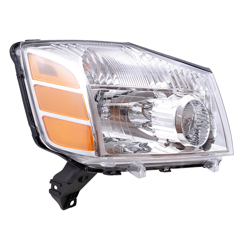 Brock Replacement Pair Set Headlights Headlamps Compatible with 04-07 Armada 04-07 Titan Pickup Truck 260607S026 260107S026