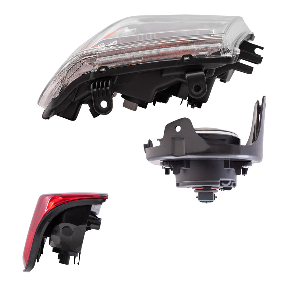 Brock Replacement Driver and Passenger Side Halogen Combination Headlights, Fog Lights and Tail Lights 6 Piece Set Compatible with 2005-2008 Frontier with Plastic Bumper