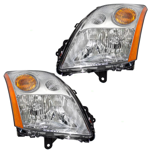 Headlight for 2007-2009 Sentra w/ Chrome Trim 26060ET000 Set