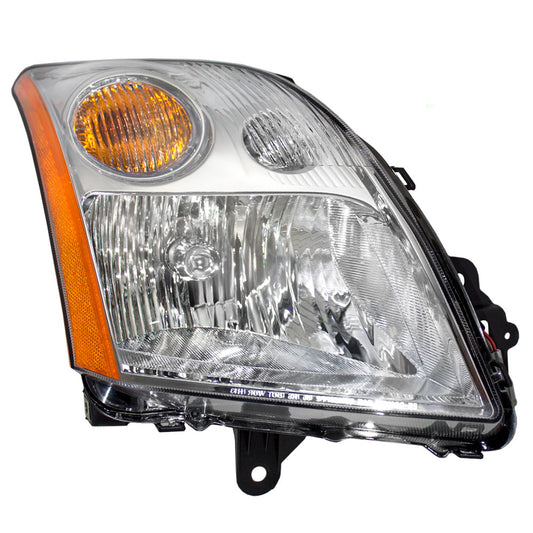 Brock Replacement Passengers Headlight Headlamp with Chrome Trim Compatible with 07-09 Sentra 26010ET000