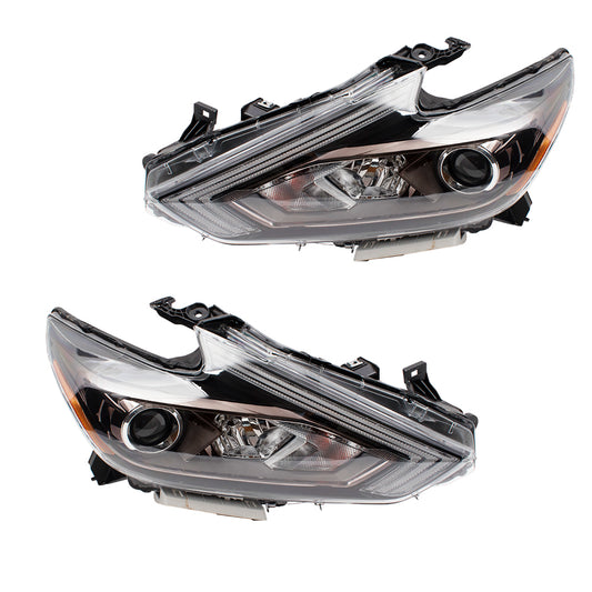Headlight for 2016-2018 Altima Chrome Housing Clear Lens w/o Sport w/o HID Kit 260609HS9B Set