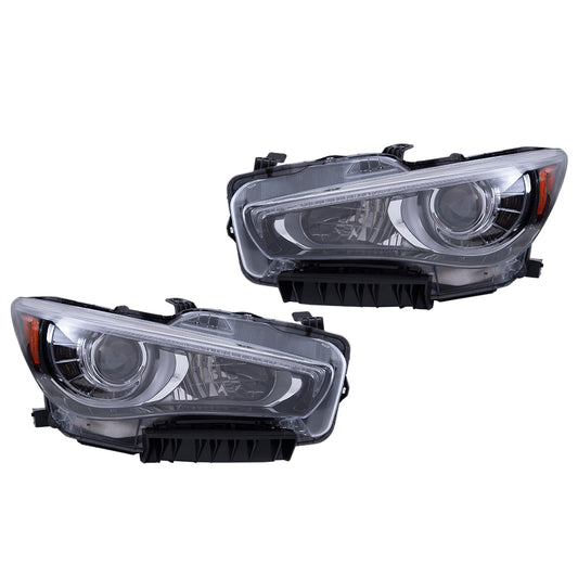 Headlight for 2014-2017 Q50 LED w/o Adaptive Lighting 260604HB0B Set
