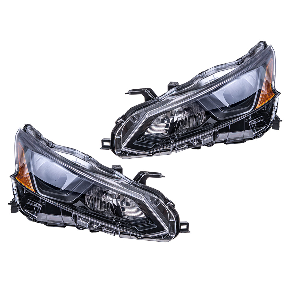 Brock 4221-0081LR Driver Left Passenger Right Halogen Combination Headlight Assembly Set With Black Bezel Compatible with 2022 Nissan Altima