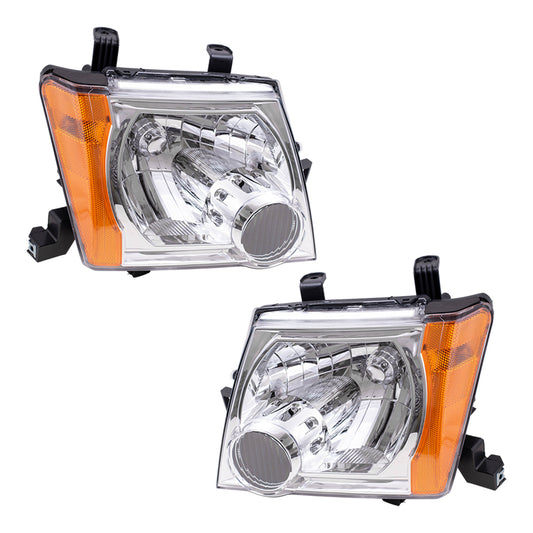 Headlight for 2005-2015 Xterra w/ Chrome Bezel Exc S/X Models 26060EA025 Set
