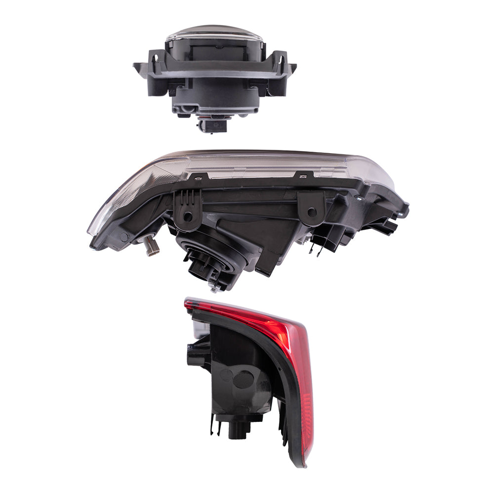 Brock Replacement Driver and Passenger Side Halogen Combination Headlights, Fog Lights and Tail Lights 6 Piece Set Compatible with 2010-2014 Frontier with Plastic Bumper