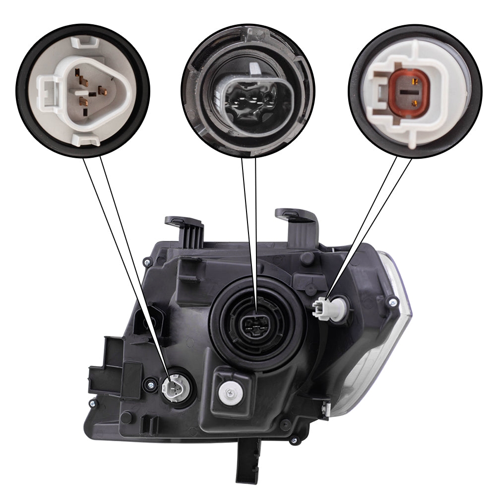Brock Replacement Passengers Combination Headlight Headlamp Compatible with 09-19 Frontier Pickup Truck 26010Z40B