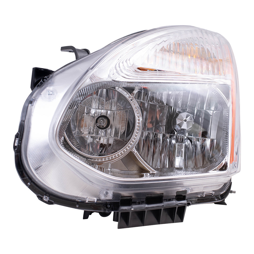 Brock Replacement Drivers Halogen Combination Headlight Headlamp Chrome Bezel w/ Ribbed Signal Lens Compatible with 11-13 Rogue 26060-1VK0B
