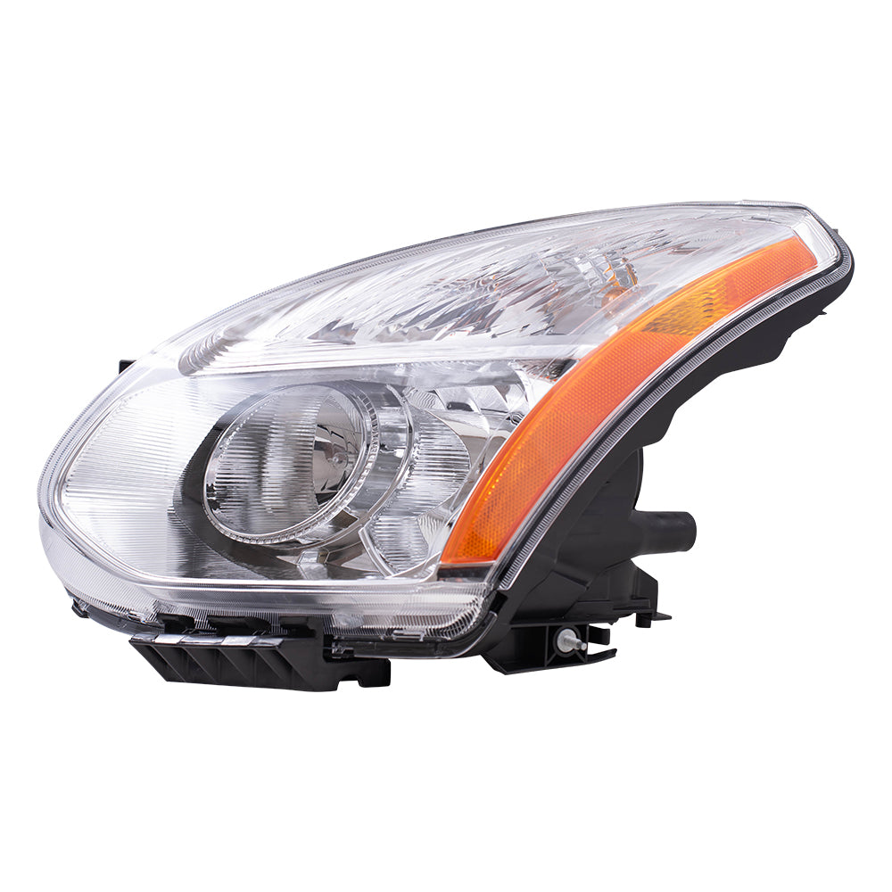 Brock Replacement Drivers Halogen Combination Headlight Headlamp Chrome Bezel w/ Ribbed Signal Lens Compatible with 11-13 Rogue 26060-1VK0B