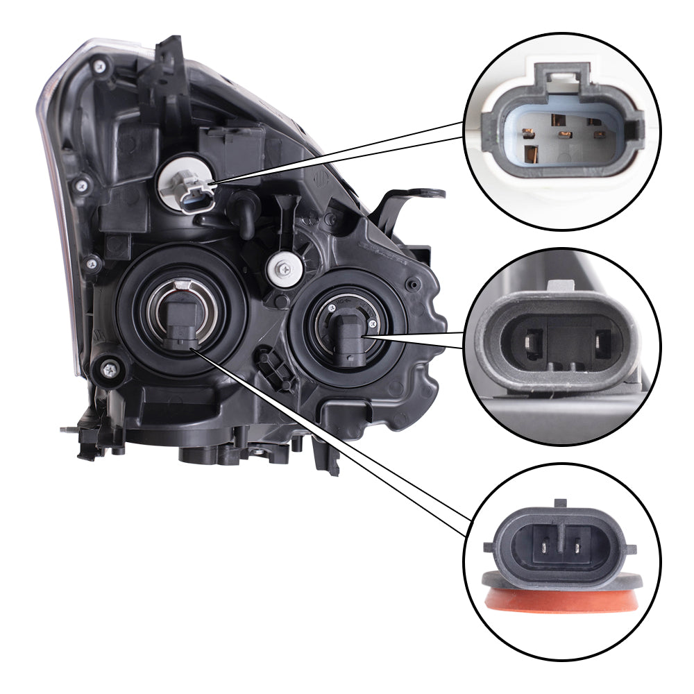 Brock Replacement Drivers Halogen Combination Headlight Headlamp Chrome Bezel w/ Ribbed Signal Lens Compatible with 11-13 Rogue 26060-1VK0B