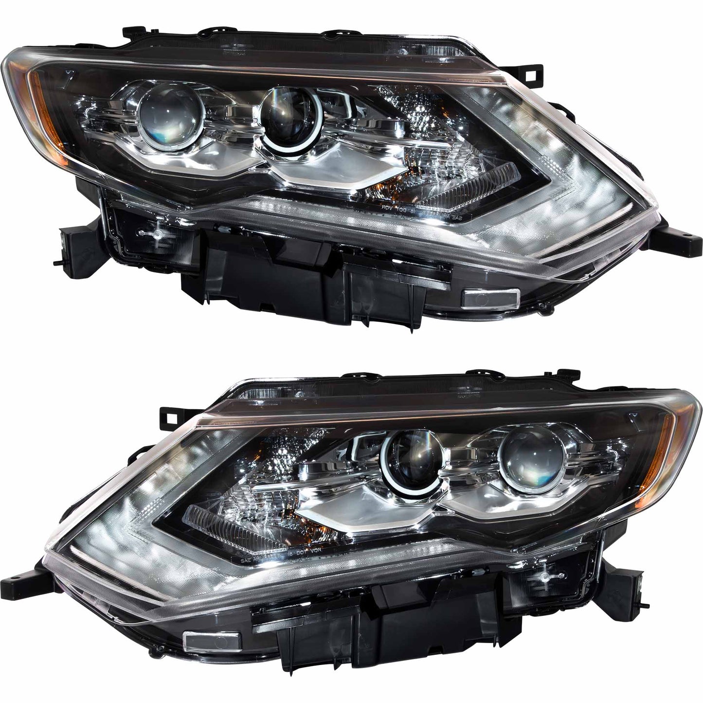 Brock Driver Side Left Passenger Side Right LED Combination Headlight Assembly Set Compatible with 2019-2020 Nissan Rogue 2019 Nissan Rogue Hybrid 4221-0144LR