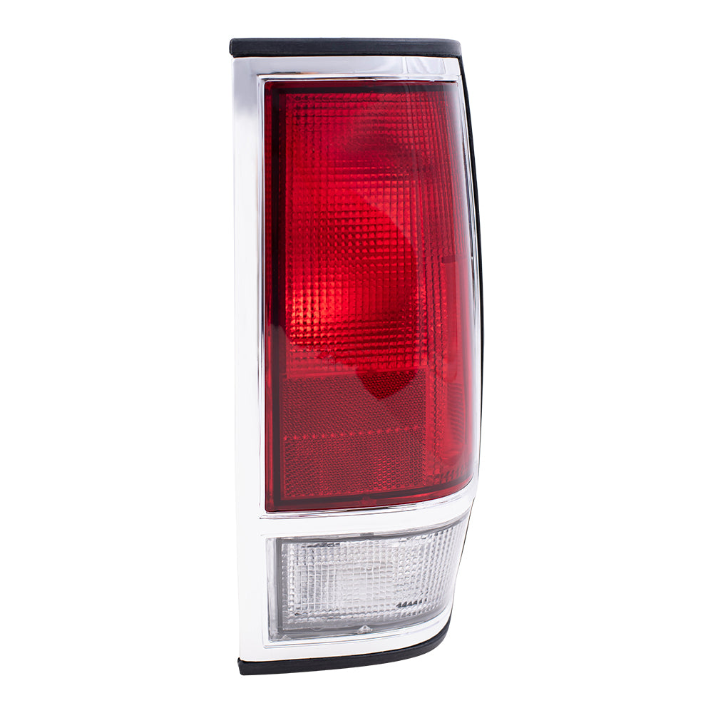 Brock Replacement Driver and Passenger Taillights Tail Lamps with Chrome Trim Compatible with 85-86 Pickup Truck 2655580W00 2655080W00