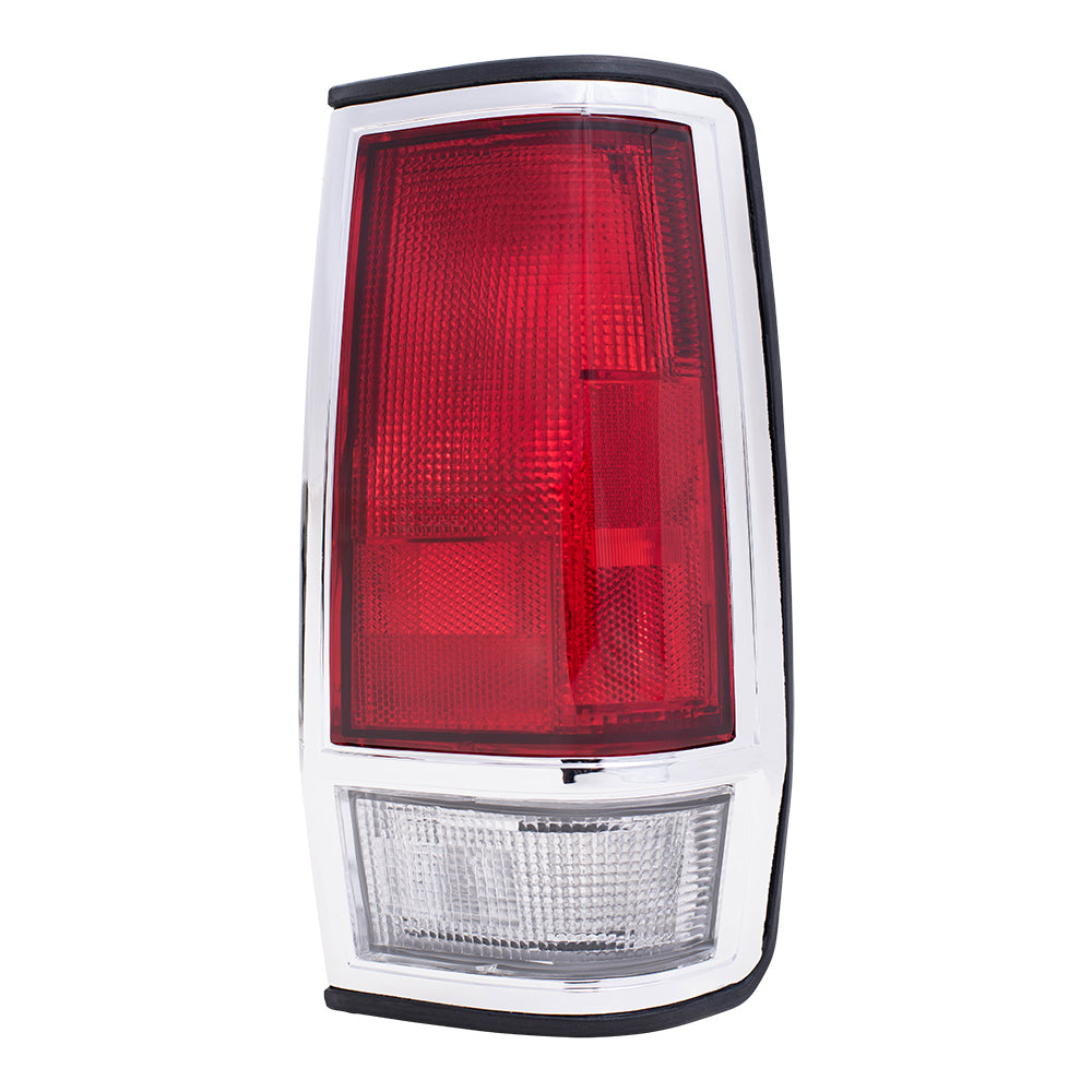 Brock Replacement Driver and Passenger Taillights Tail Lamps with Chrome Trim Compatible with 85-86 Pickup Truck 2655580W00 2655080W00