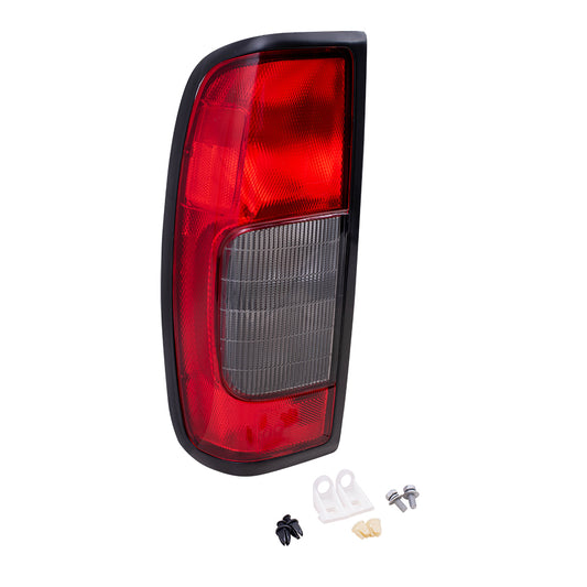 Brock Replacement Drivers Taillight Tail Lamp with Smoke Lens Compatible with 98-04 Frontier Pickup Truck 265597B425