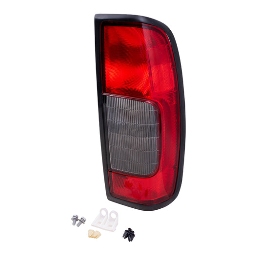 Brock Replacement Passengers Taillight Tail Lamp with Smoke Lens Compatible with 98-04 Frontier Pickup Truck 265547B425