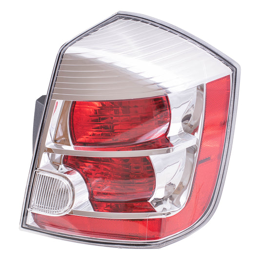 Brock Replacement Passengers Taillight Tail Lamp with Chrome Bezel Compatible with 2007-2009 Sentra 26550ET00B