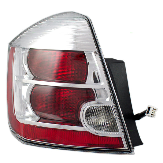 Brock Replacement Drivers Taillight Tail Lamp with Chrome Trim Compatible with 10-12 Sentra 26555-ZT50A