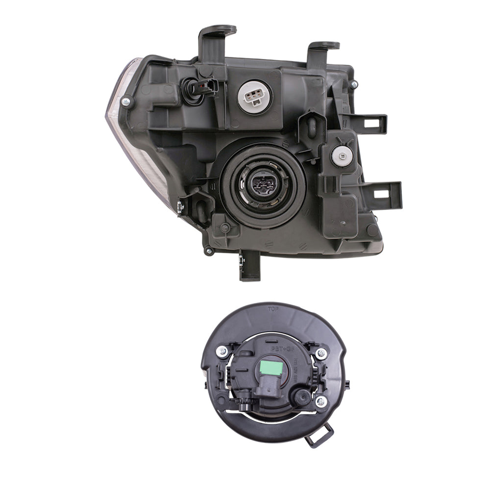 Brock Replacement Driver and Passenger Side Halogen Combination Headlights and Fog Lights 4 Piece Set Compatible with 2005-2008 Frontier with Plastic Bumper and 2005-2007 Pathfinder