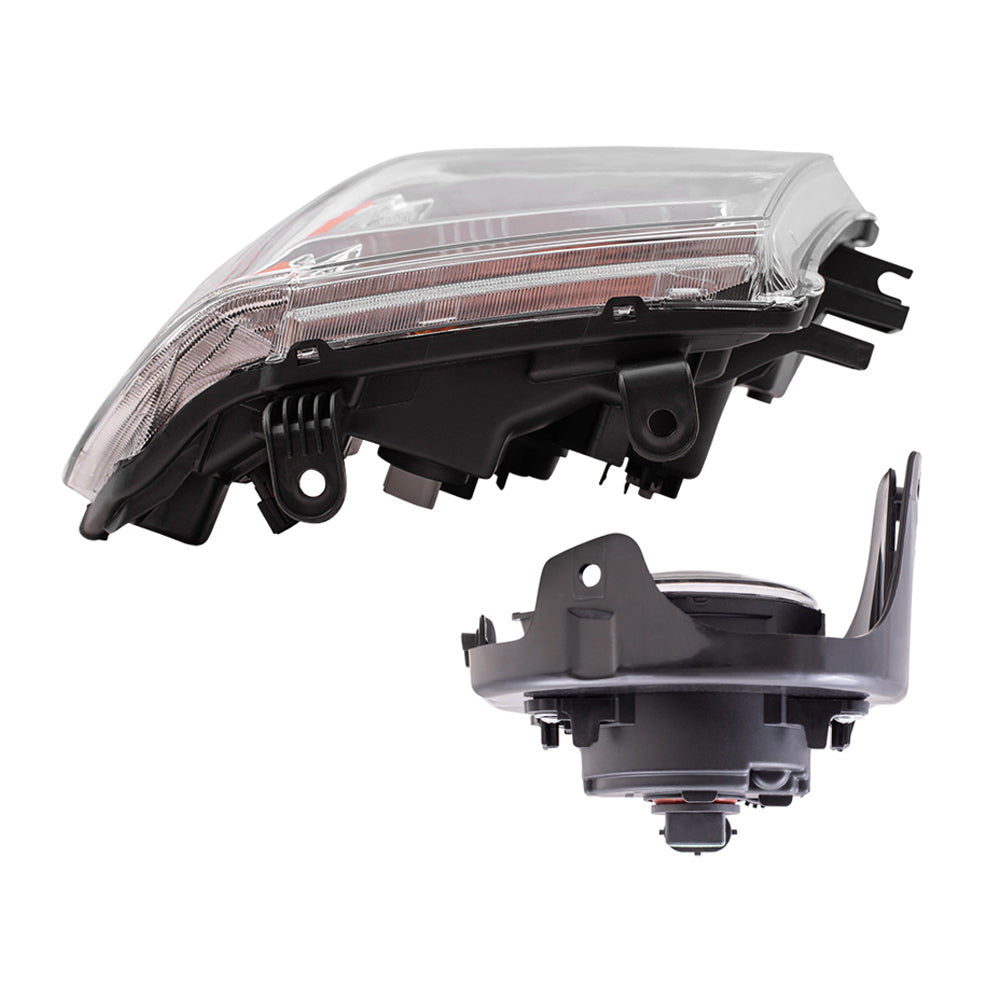 Brock Replacement Driver and Passenger Side Halogen Combination Headlights and Fog Lights 4 Piece Set Compatible with 2005-2008 Frontier with Plastic Bumper and 2005-2007 Pathfinder