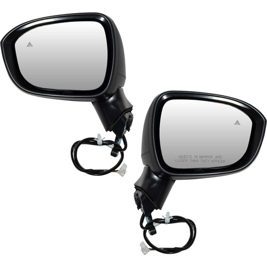 Brock Driver Side Left Passenger Side Right Power Door Mirror Textured Black With Blind Spot Detection Without Heat-Turn Signal Light-Around View Camera Set Compatible with 2021-2022 Nissan Rogue S 4331-0007LR