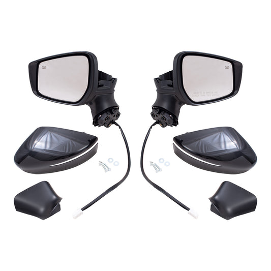 Brock Aftermarket Replacement Driver Left Passenger Right Power Mirror Set Textured Black with Heat-Signal Compatible with 2020-2023 Nissan Versa SR
