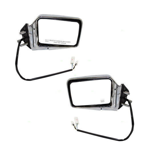 Brock Aftermarket Replacement Driver Left Passenger Right Power Mirror Chrome With Heat Set Compatible With 1994-1995 Nissan Pathfinder