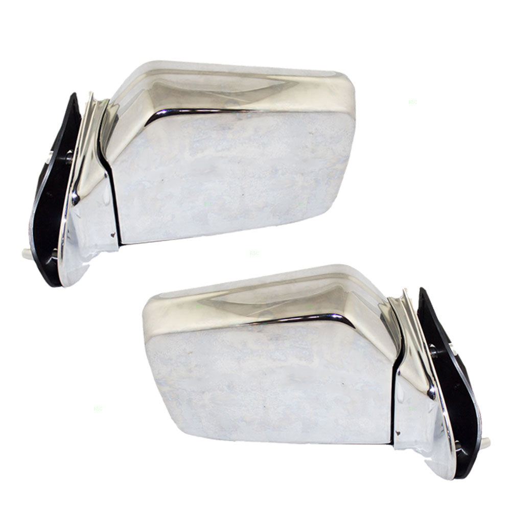 Brock Aftermarket Replacement Driver Left Passenger Right Power Mirror Chrome With Heat Set Compatible With 1994-1995 Nissan Pathfinder