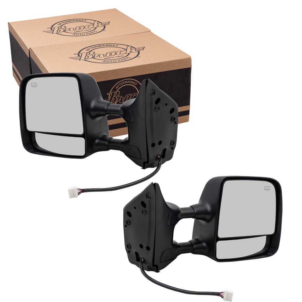 Brock Replacement Driver and Passenger Power Tow Mirrors Heated Chrome Memory Telescopic Dual Arms Compatible with 04-15 Titan 96302ZR30E 96301ZR30E