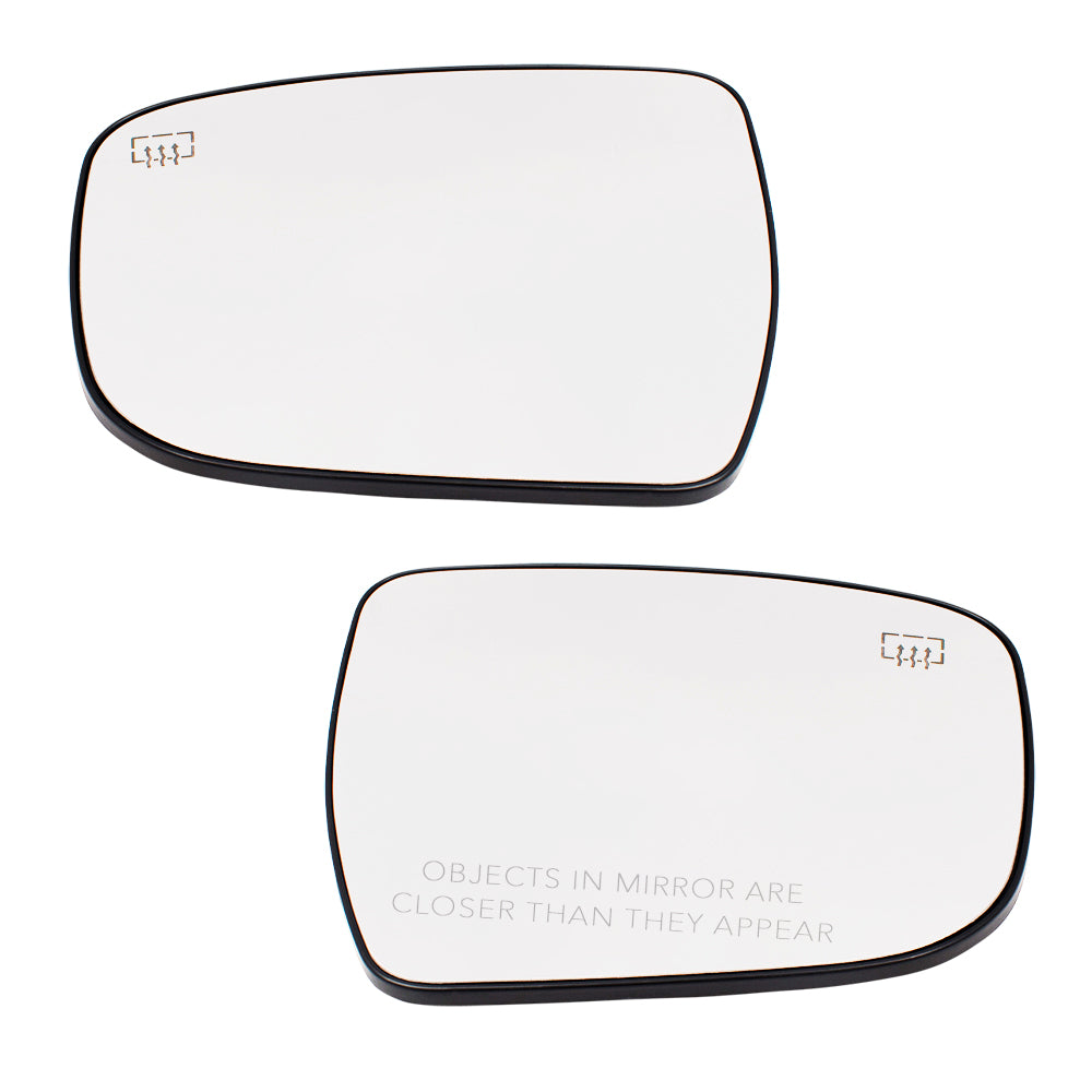 Brock Replacement Pair Set Side View Mirror Glass & Bases Heated Compatible with 963664BA1A 963654BA1A