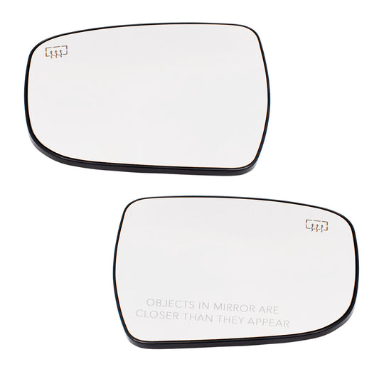 Brock Replacement Pair Set Side View Mirror Glass & Bases Heated Compatible with 963664BA1A 963654BA1A