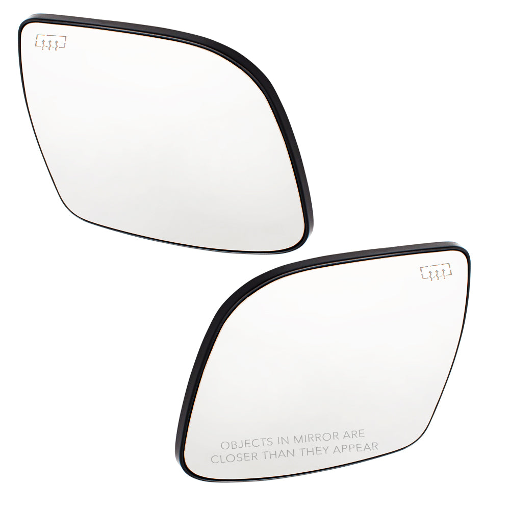 Brock Replacement Pair Set Side View Mirror Glass & Bases Heated Compatible with 963664BA1A 963654BA1A