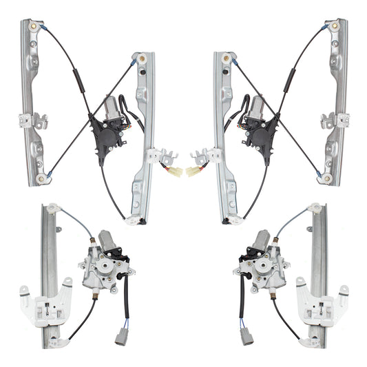 Brock Replacement Driver and Passenger Side Power Window Regulators with Motor 4 Piece Set Compatible with 2008-2013 Rogue & 2014-2015 Rogue Select