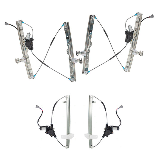 Brock Replacement Driver and Passenger Side Power Window Regulators with Motor 4 Piece Set Compatible with 2004-2015 Titan/ 2004 Pathfinder Armada/ 2005-2015 Armada