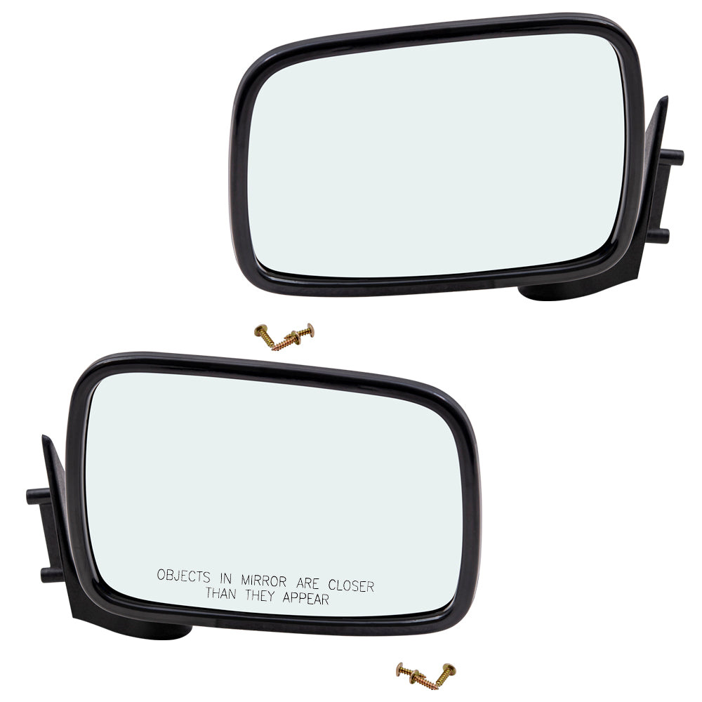 Brock Aftermarket Replacement Driver Left Passenger Right Manual Mirror Paint To Match Gloss Black Housing Set Compatible with 1986-1993 Mazda B-Series Pickup