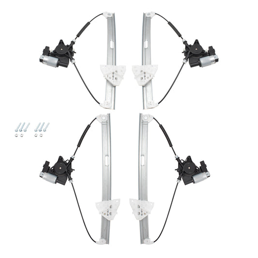 Brock Replacement Driver and Passenger Side Power Window Regulators with Motor 4 Piece Set Compatible with 2007-2015 Mazda CX-9