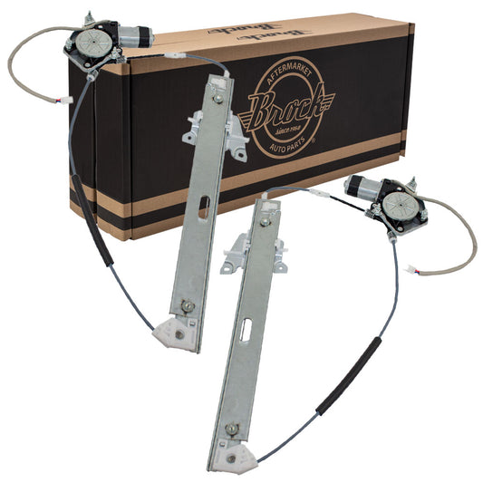 Brock Replacement Driver and Passenger Rear Power Window Lift Regulators with Motors Assemblies Compatible with 00-06 Van LC62-73-590A LC62-72-590A