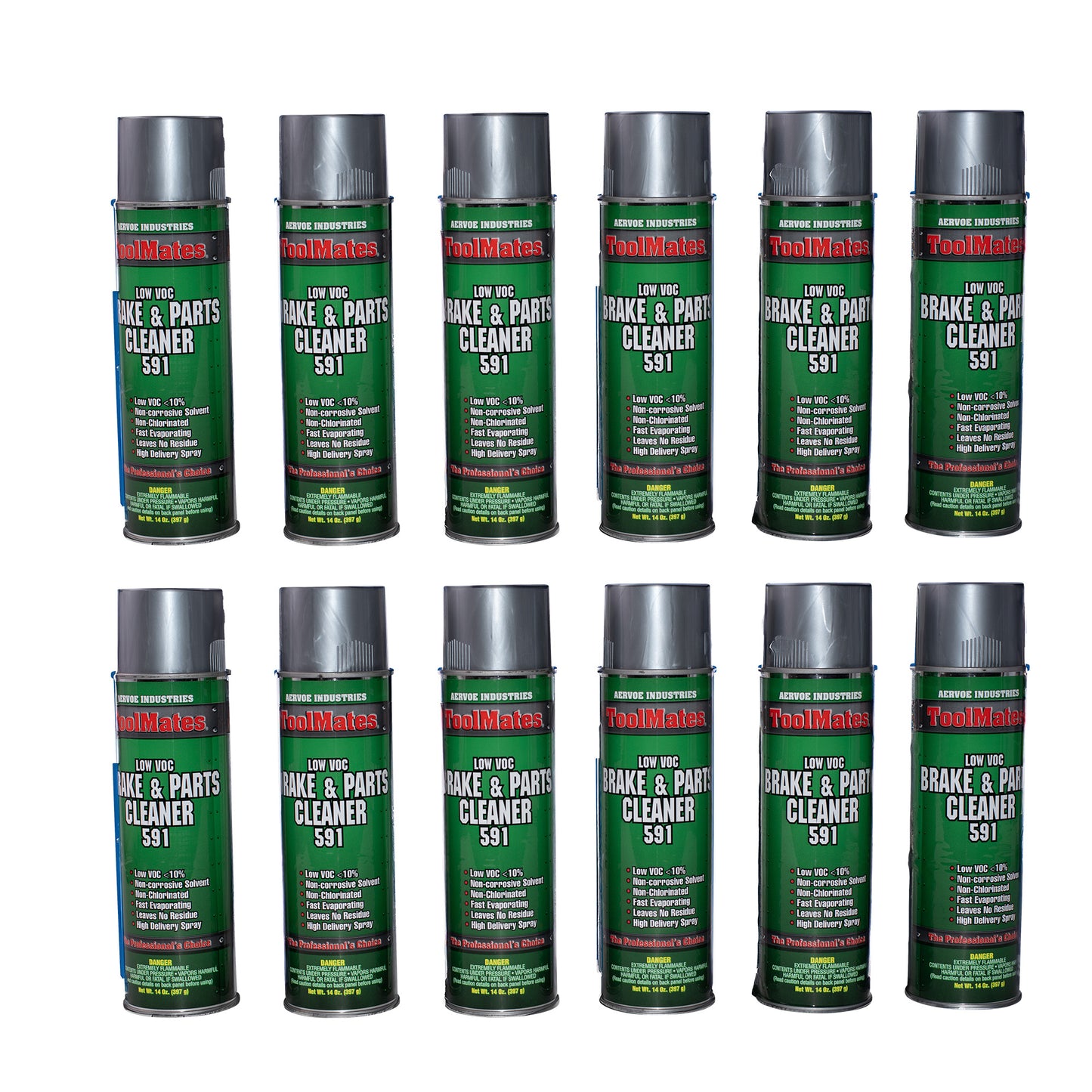 ToolMates 591 Low VOC  Brake and Parts Cleaner- Non-Corrosive Degreaser Removes Contaminants From Brake Drums, Linings and Pads 14 oz Can Case of 12-591C