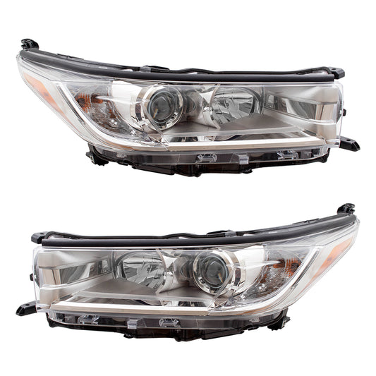 Headlight for 2017-2019 Highlander w/ Smoked Chrome Accent w/o LED 811500E330 Set