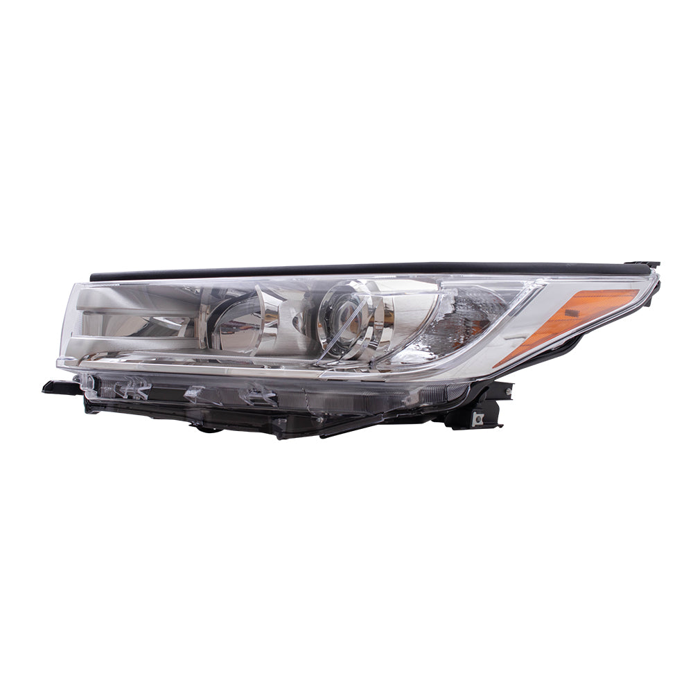 Brock Replacement Driver Halogen Headlight Smoked Chrome Accent Compatible with 2017-2019 Highlander