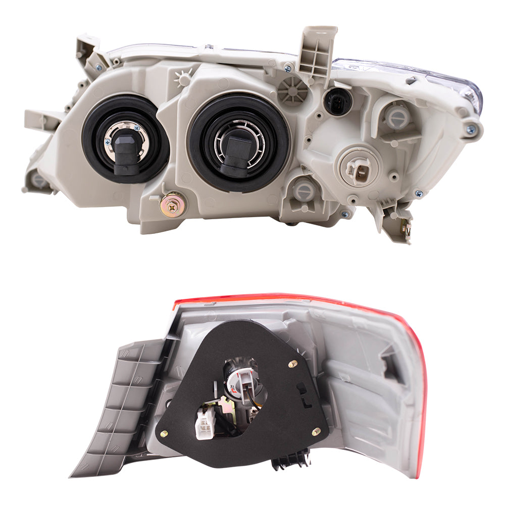 Brock Replacement Driver and Passenger Side Headlights with Clear Lens & Quarter Mounted Tail Lights 4 Piece Set Compatible with 2010-2011 Camry USA Built ONLY, Excluding SE
