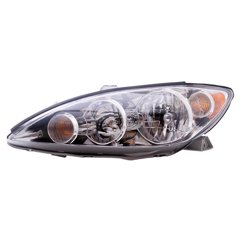 Brock Replacement Drivers Halogen Headlight Headlamp with Chrome Trim Compatible with 2005-2006 Camry 8115006180