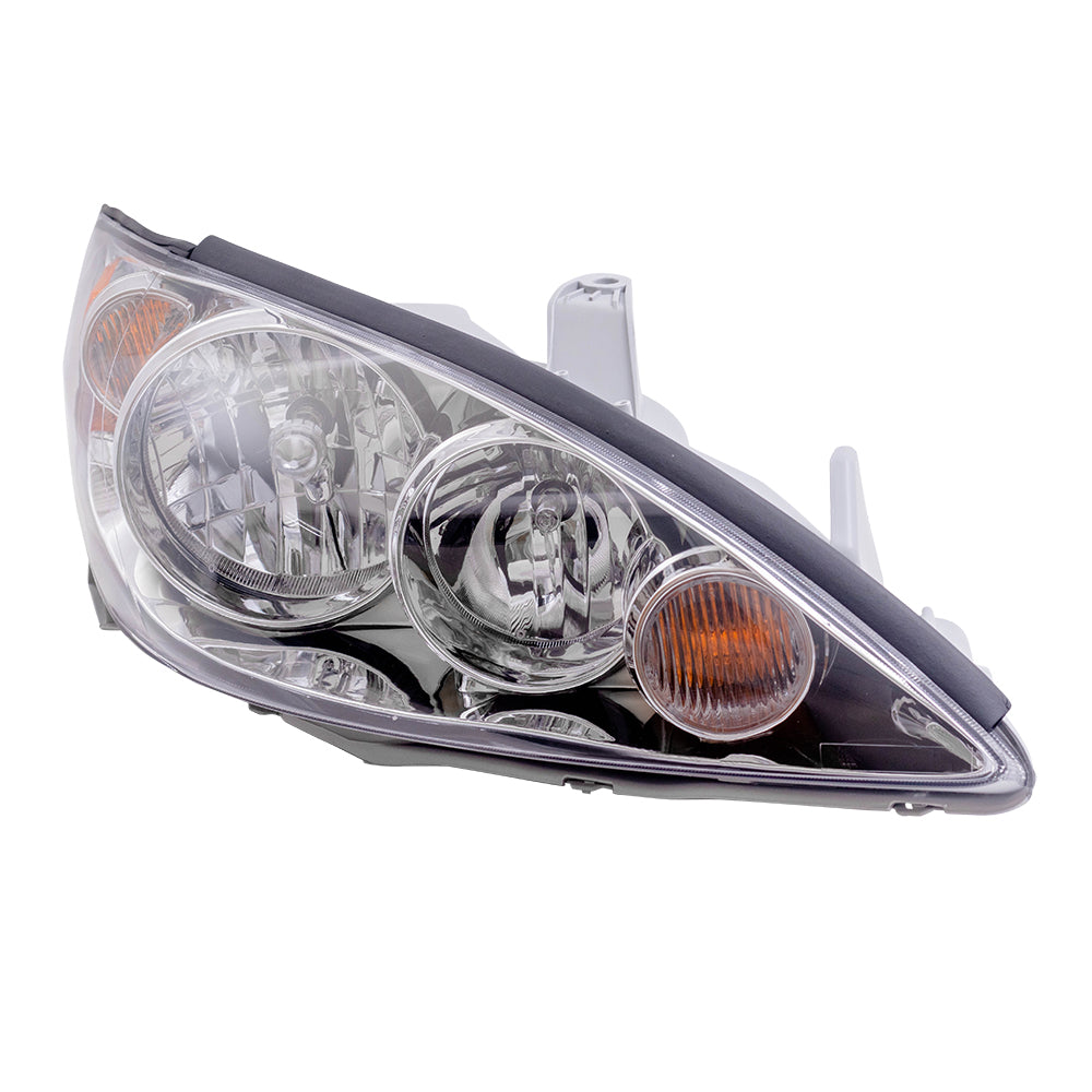 Brock Replacement Passengers Halogen Headlight Headlamp with Chrome Trim Compatible with 2005-2006 Camry USA 8111006180